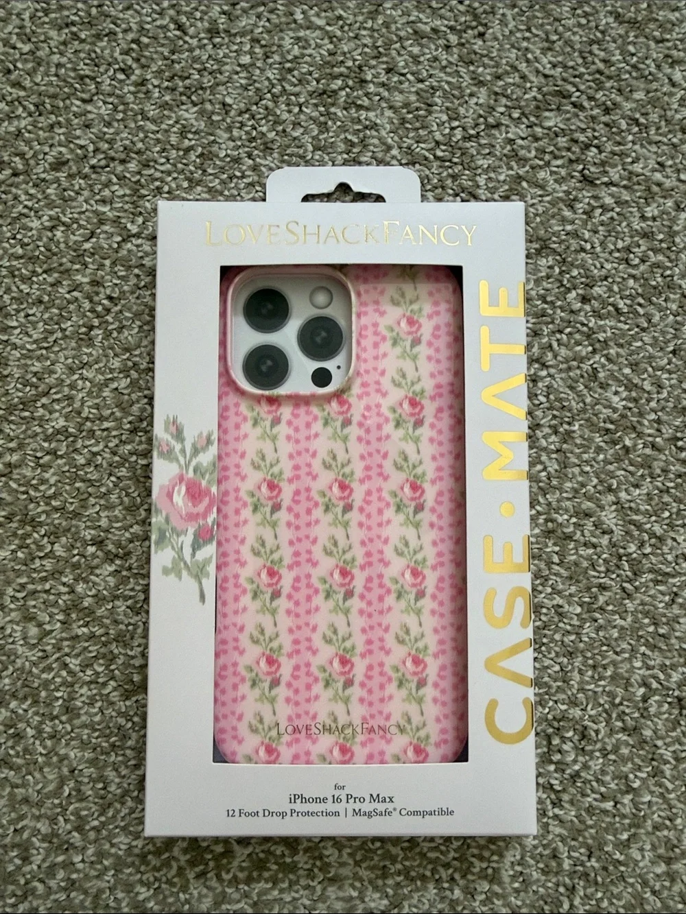 LoveShackFancy Pink Rose Pattern iPhone 16 Pro Max Case